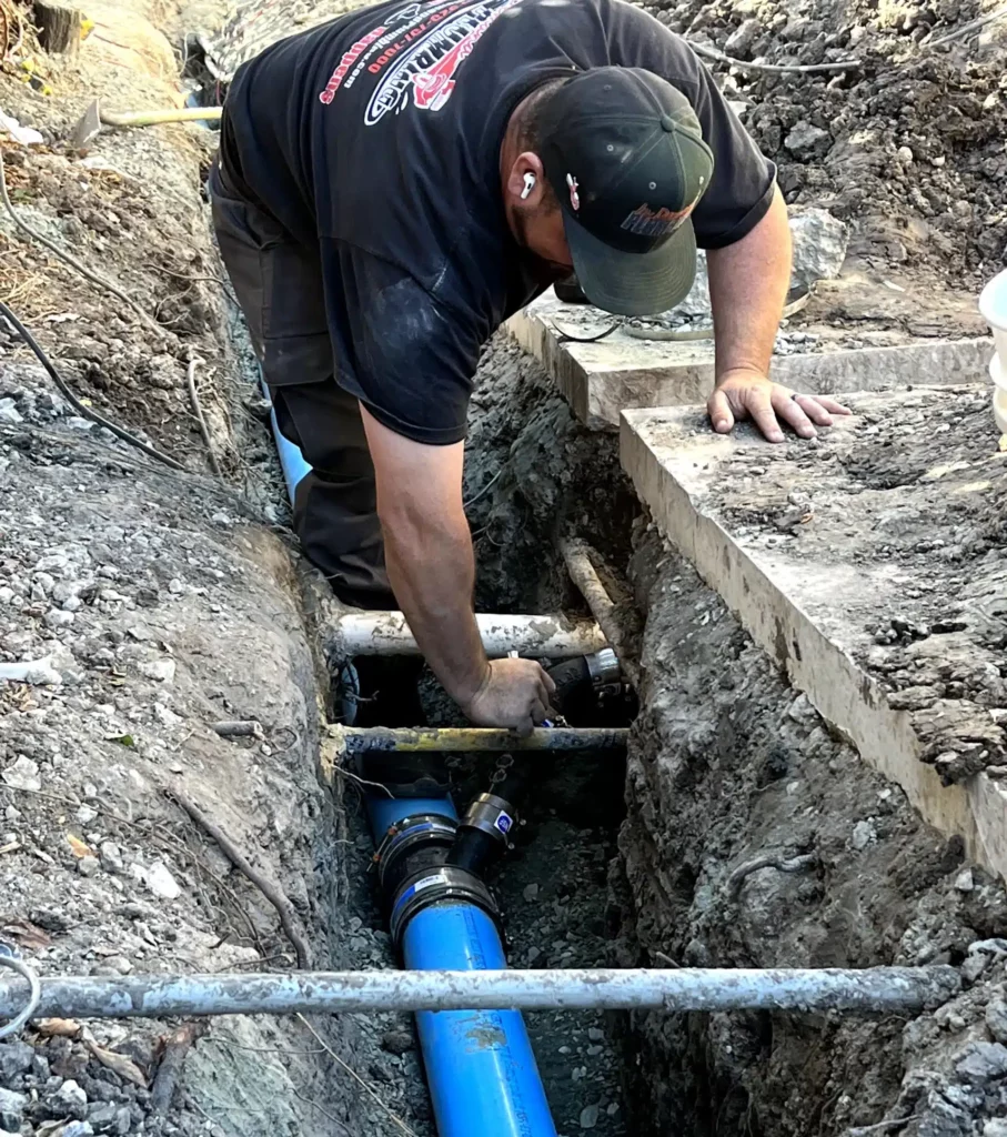 Tech inspecting water main line in Antioch, Ca.