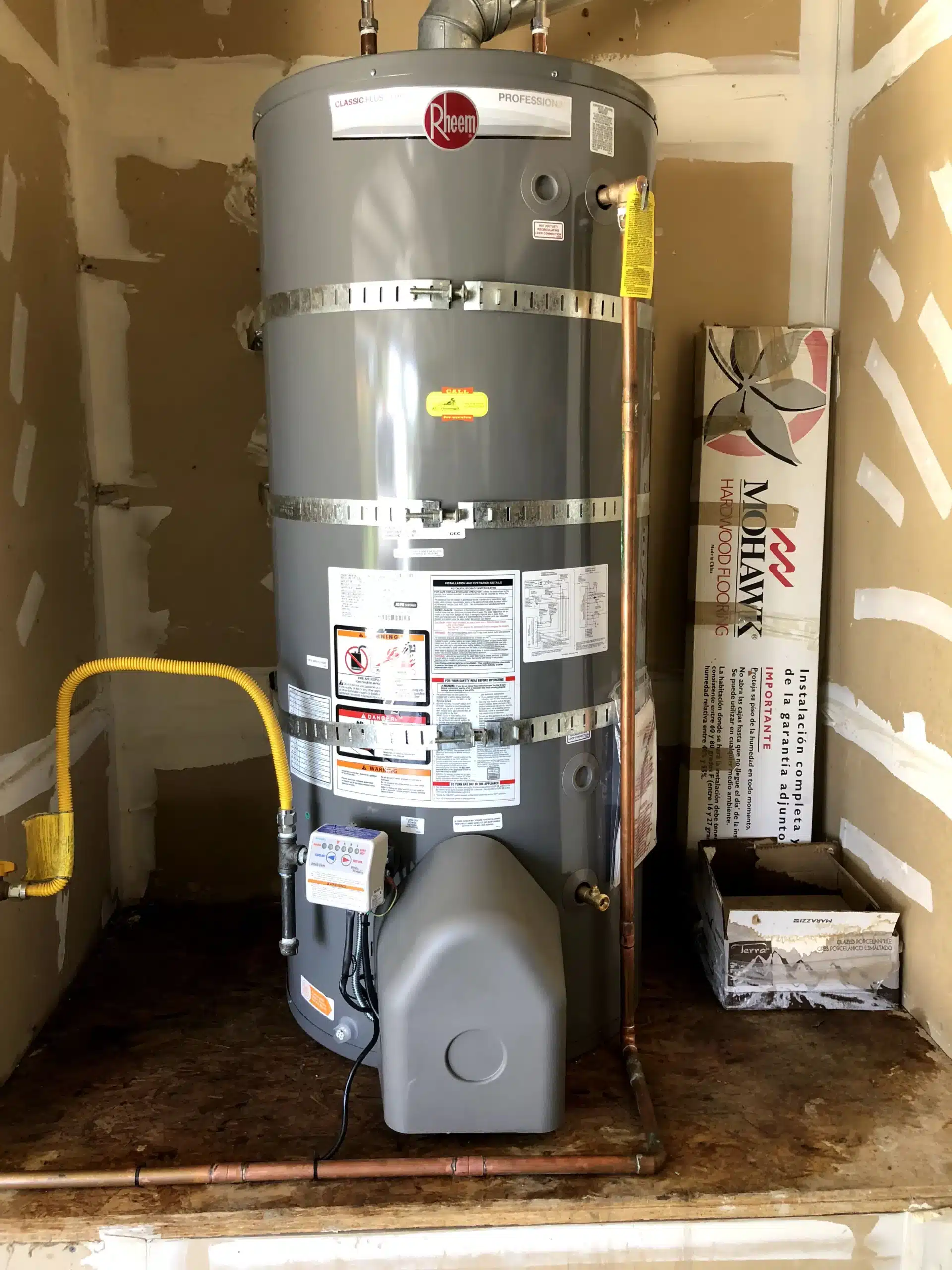 Water heater in residential home in Antioch, CA.