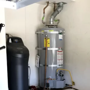 Electric water heater in residential home in Antioch, CA.